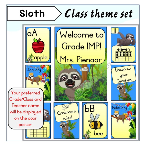 Sloth Class Theme Set (printed)