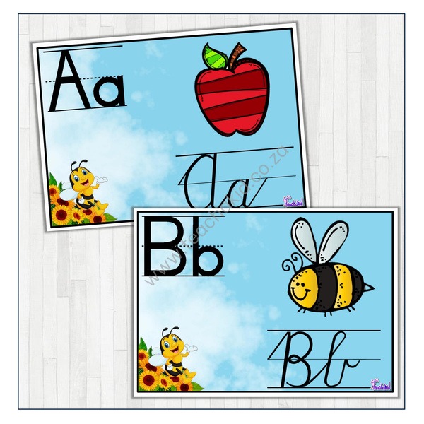 Alphabet in Sunflower and bee theme (printed)