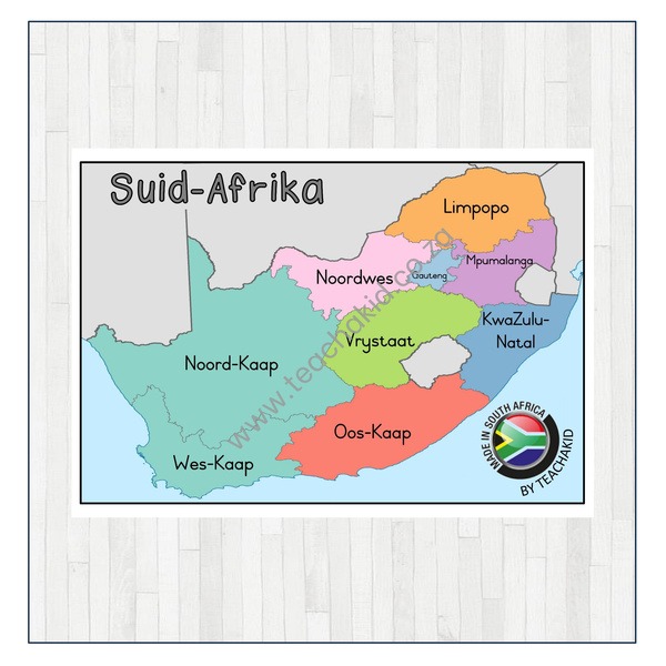 Kaart van Suid-Afrika (printed)