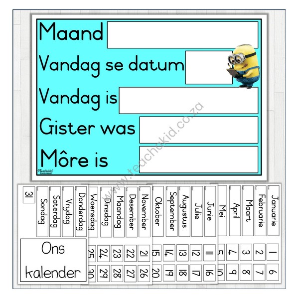 Minions Afrikaans Class Calendar (PDF)