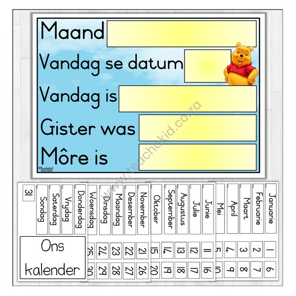 Winnie the Pooh Afrikaans Class Calendar (PDF)