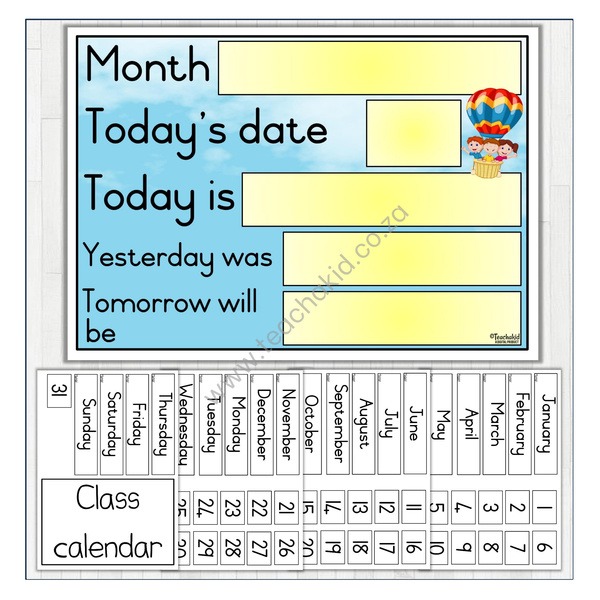 Air Balloon English Class Calendar (PDF)