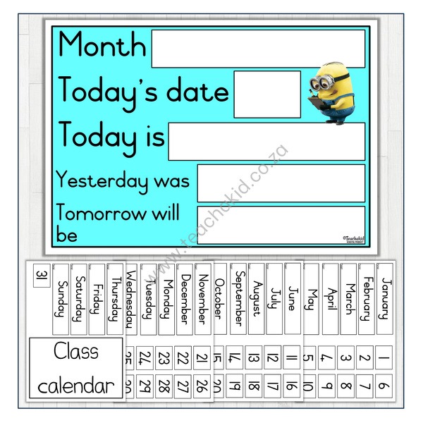 Minions English Class Calendar (PDF)