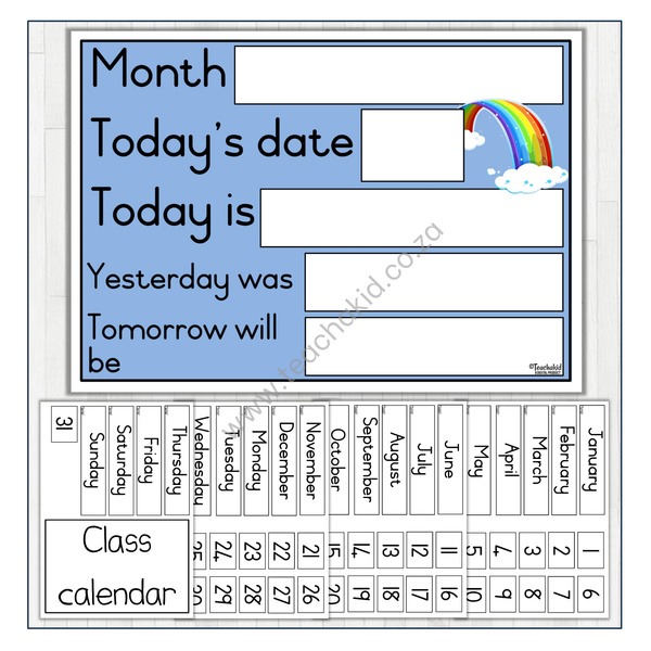 Rainbow English Class Calendar (PDF)