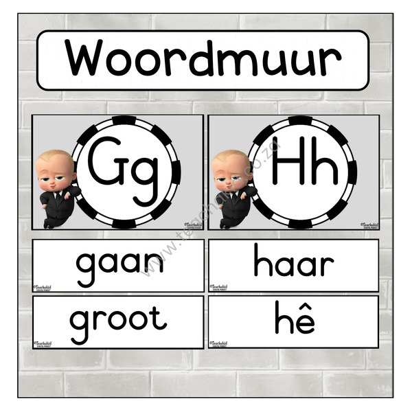 Boss Baby 02 Afrikaans Word Wall (PDF)