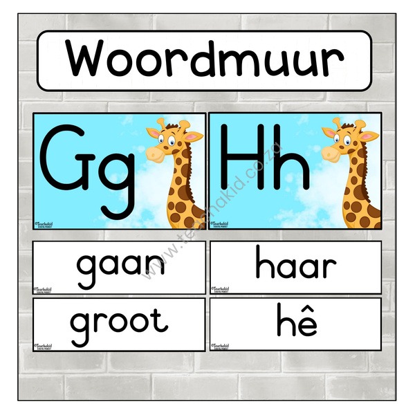 Giraffe Afrikaans Word Wall (PDF)