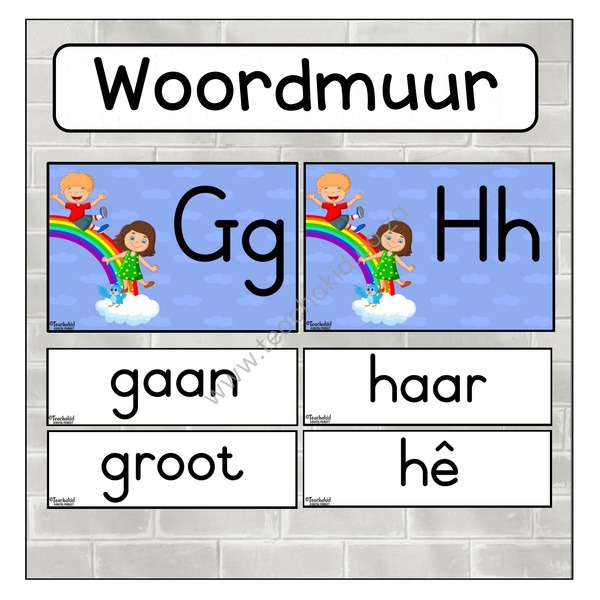 Rainbow Afrikaans Word Wall (PDF)