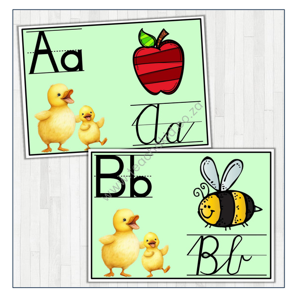 Cursive Alphabet in English – Ducks theme (printed)