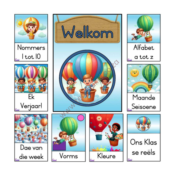 Air Balloon Theme Set in Afrikaans (printed)