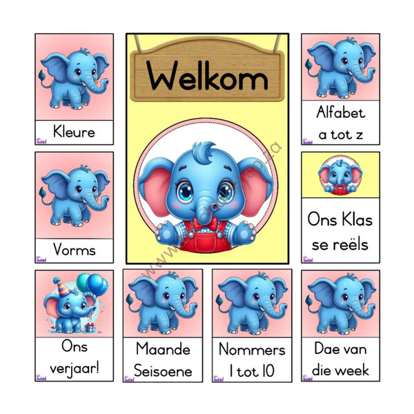 Elephant Theme Set in Afrikaans (printed)