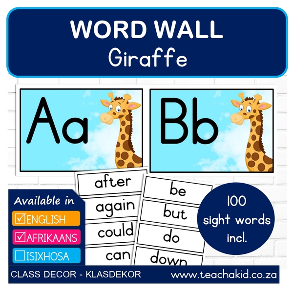 Word Wall Giraffe-Kameelperd (digital)