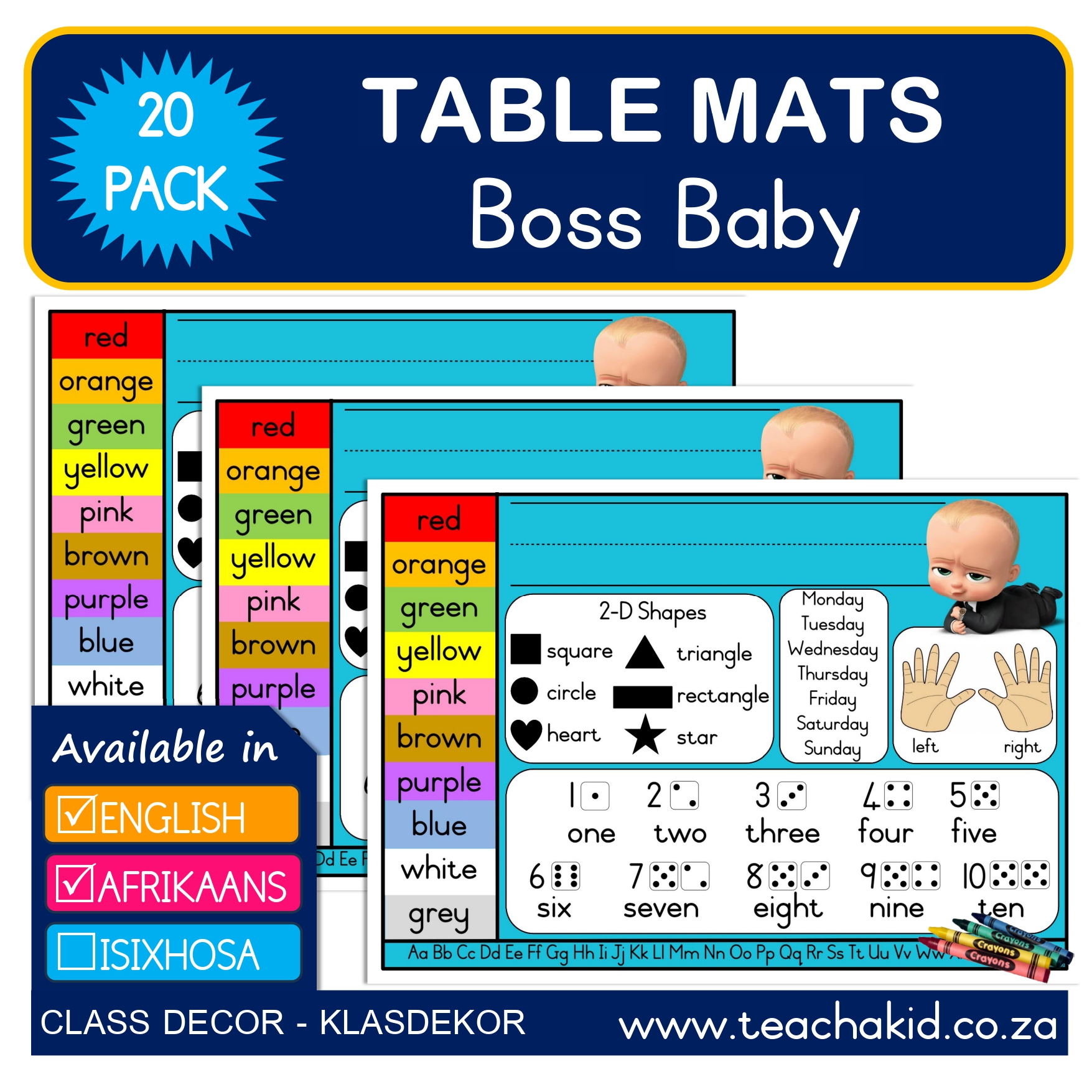 Table mat Boss Baby in blue 01