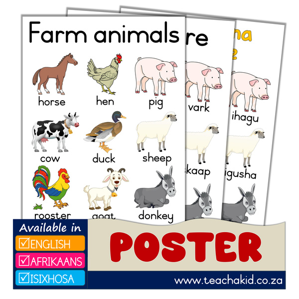 Farm animals – Plaasdiere – Izilwanyana Zasendle