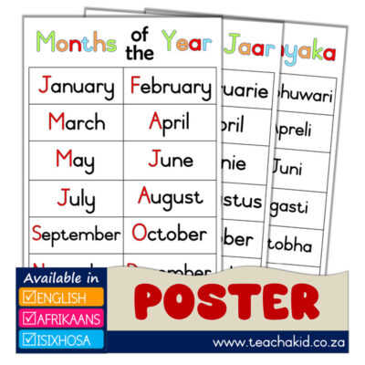 Months - Maande - Inyanga zonyaka