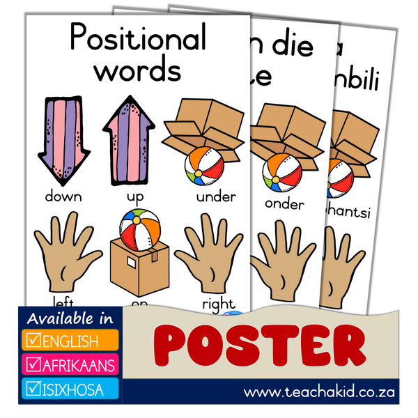 Positional words – Posisie in die ruimte – Amagama Abekwa phambili 02