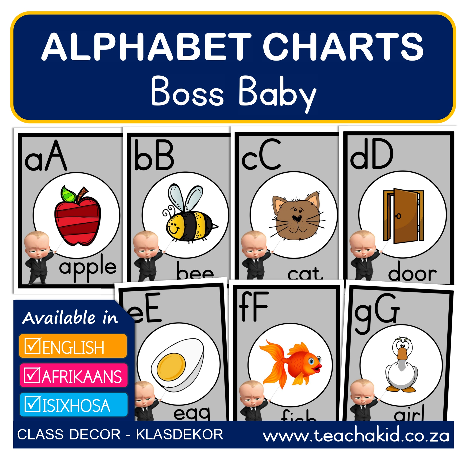 Alphabet Boss Baby in grey