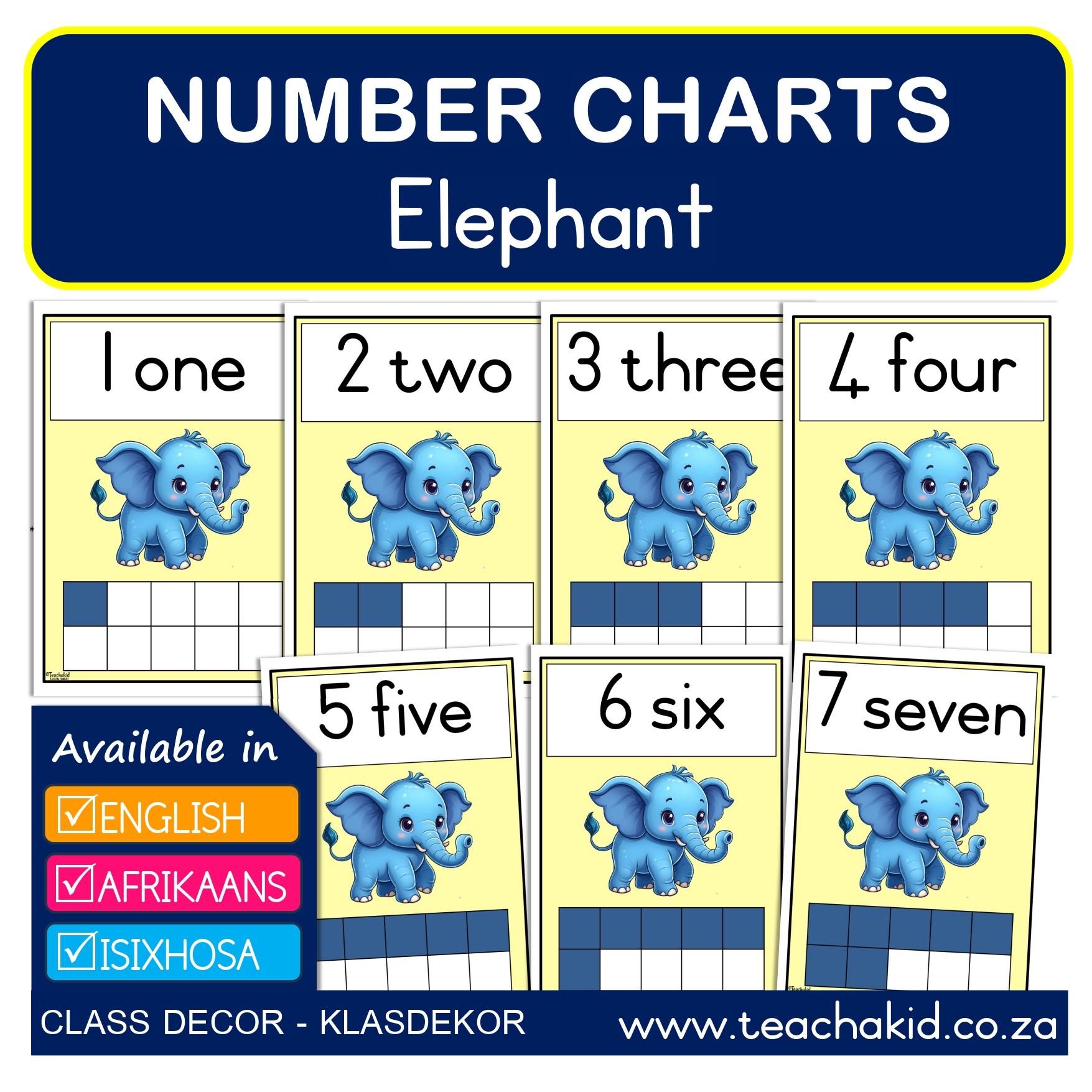 Numbers 1 to 10 Elephant-Olifant (digital)
