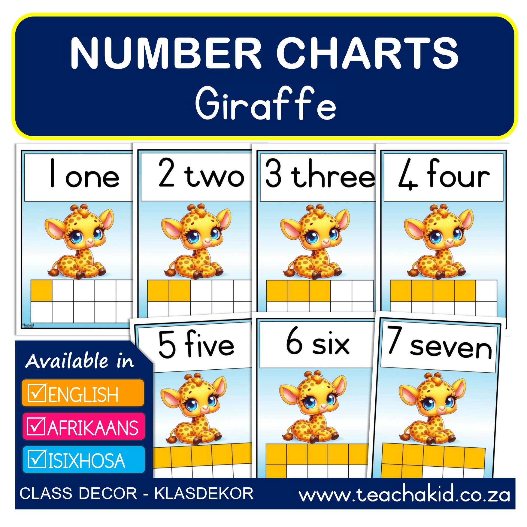 Numbers 1 to 10 Giraffe-Kameelperd (digital)
