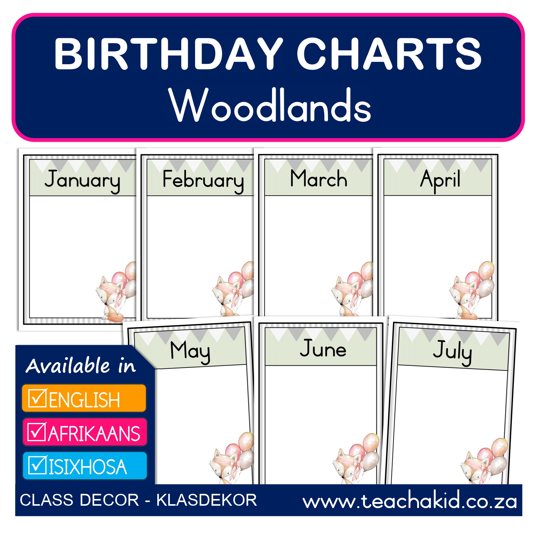 Birthdays Woodlands-Diere in die woud