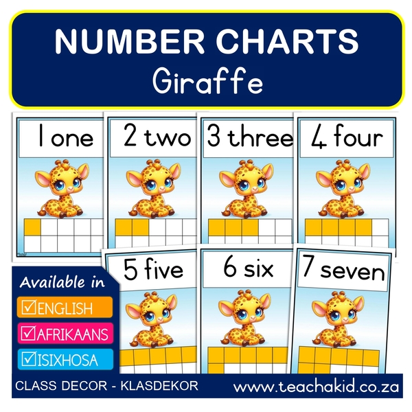 Numbers 1 to 10 Giraffe-Kameelperd (digital)