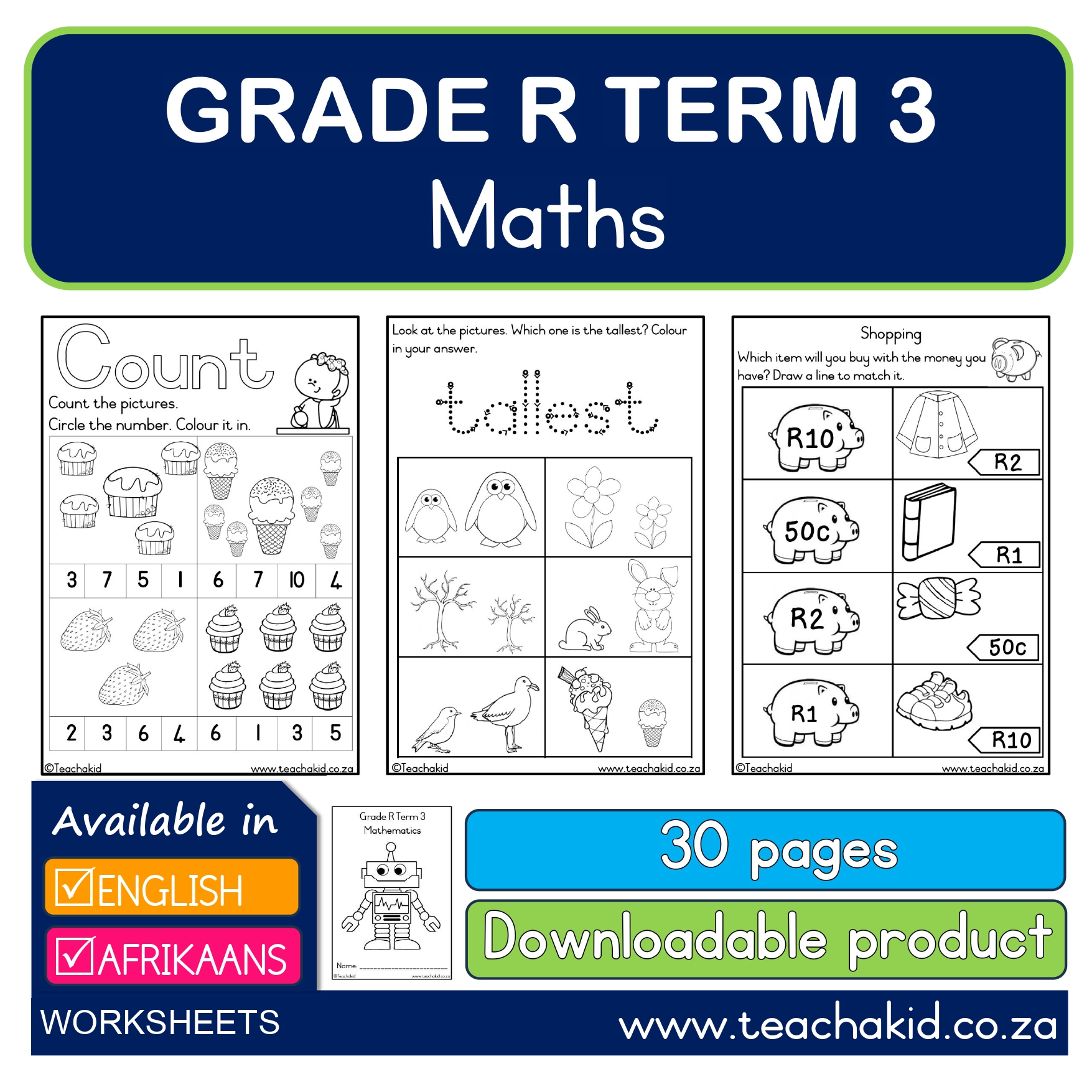 Grade R Term 3 Maths-Wiskunde (PDF)