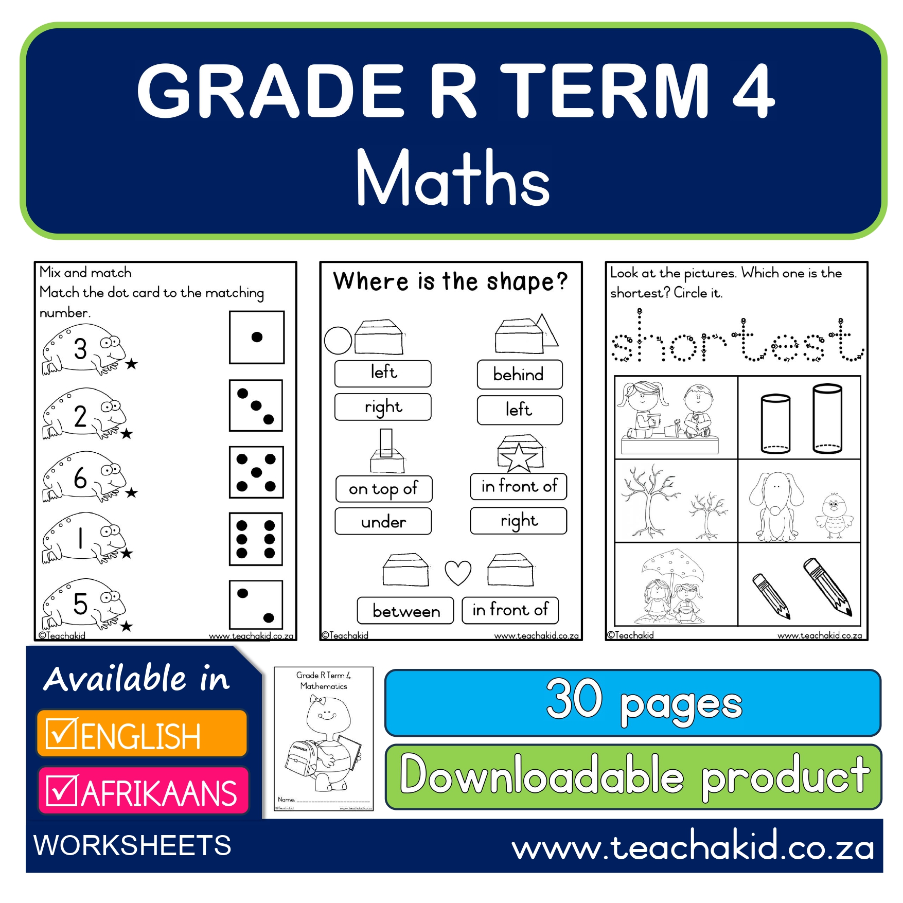 Grade R Term 4 Maths-Wiskunde (PDF)